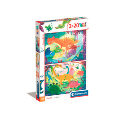 Funny Dinosaurs Puzzle Clementoni Super Color 2x20