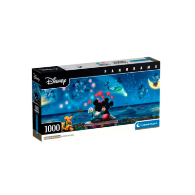 Puzzle 1000 piezas Disney Panorámico Mickey y Minnie Corazones